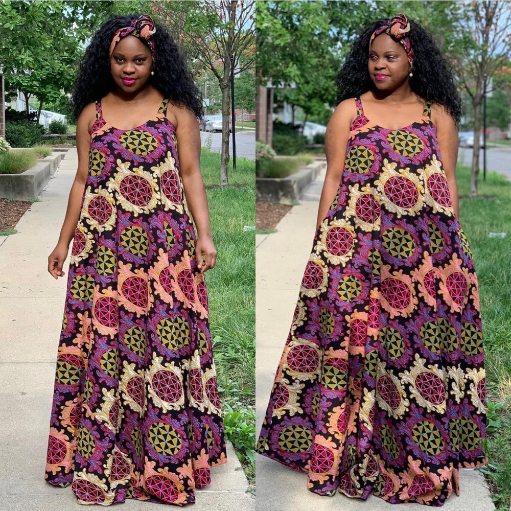 African Print Summer Maxi Dress